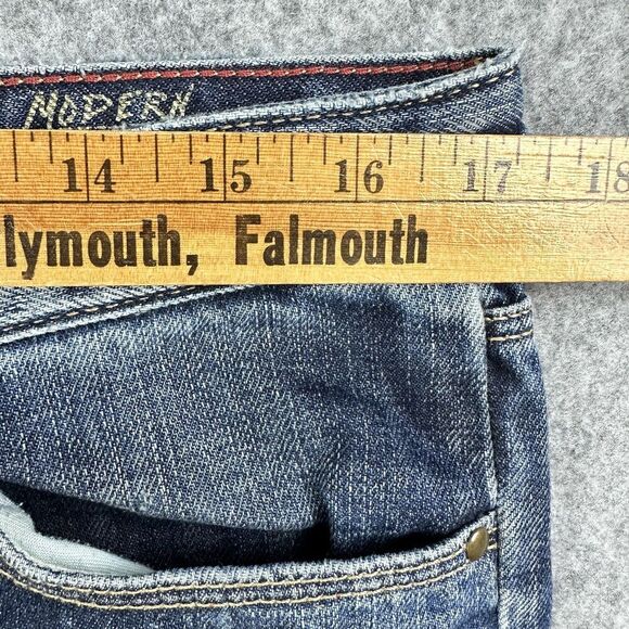 Eddie Bauer Jeans Womens 12 Modern Straight Aztec Embroidered Distressed Denim - Picture 10 of 16